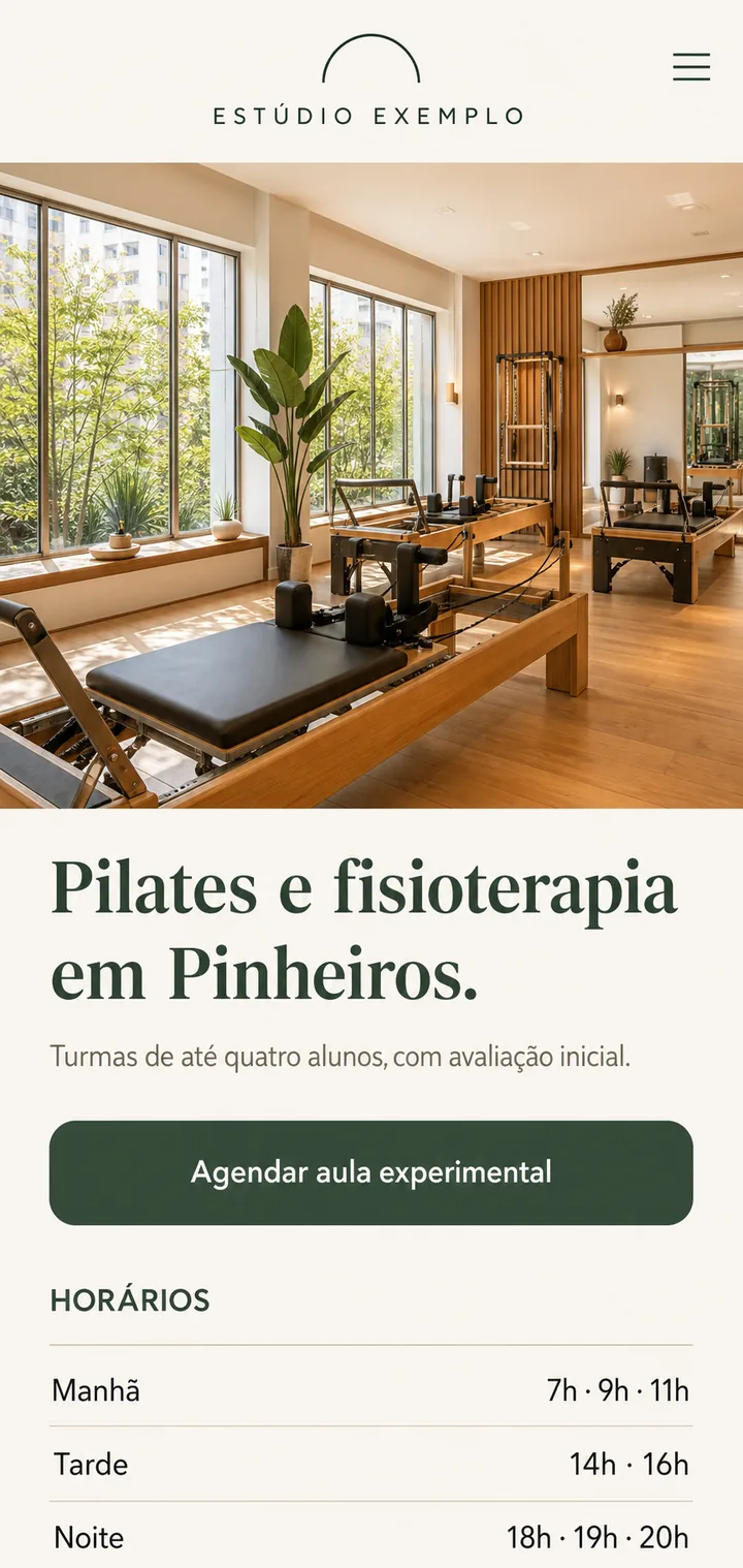 Marca de estúdio de exemplo vista no celular
